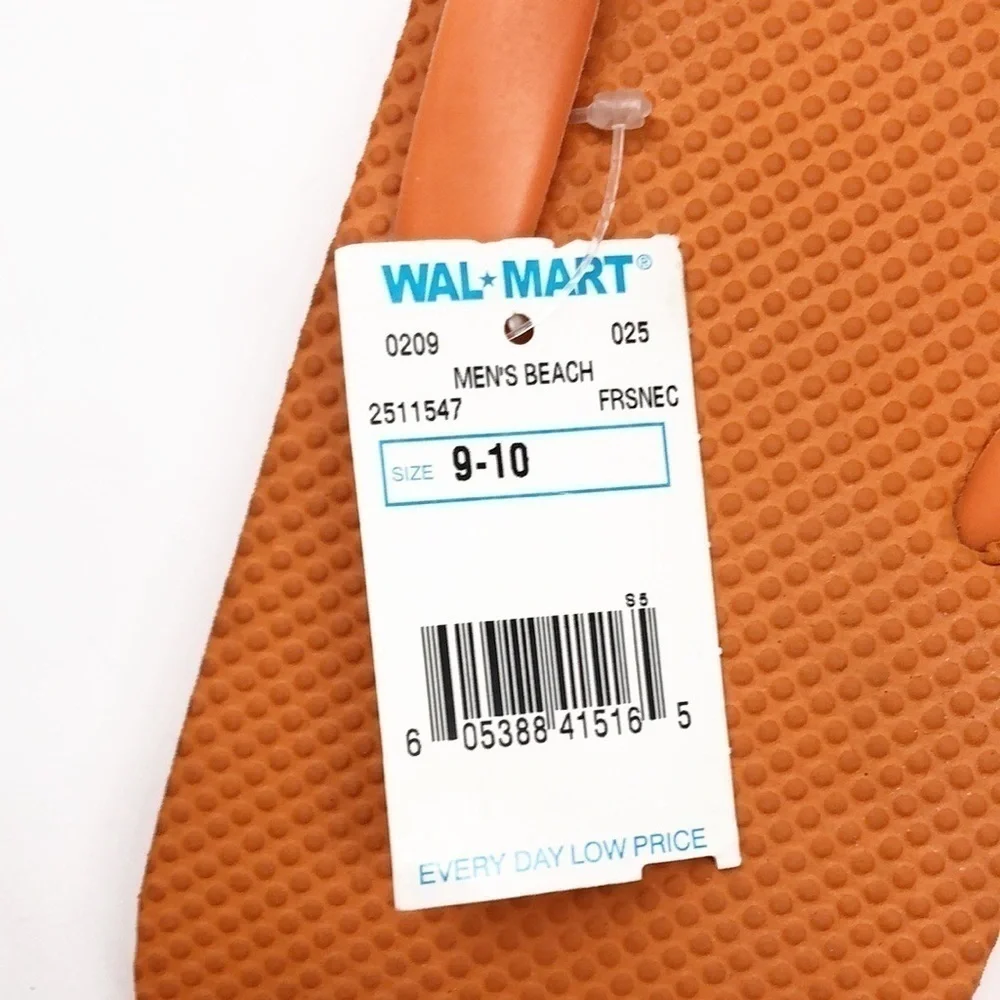 NEW Walmart men's orange beach flip flop sandals